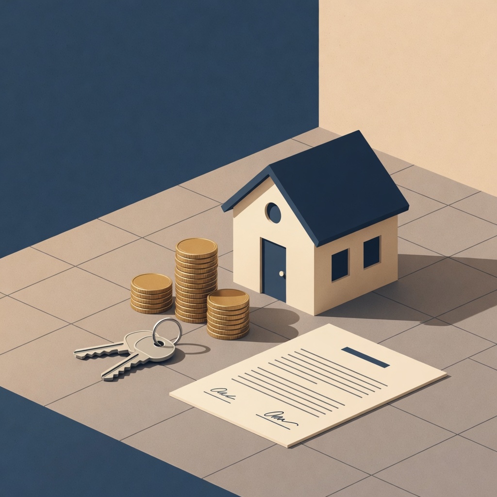House keys and documents representing a mortgage agreement